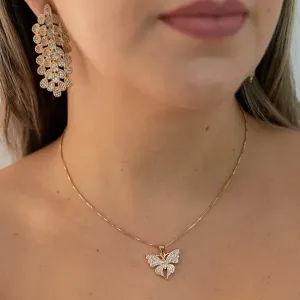 COLAR DOURADO BORBOLETA CRAVEJADA EM MICROZIRCÔNIAS CRISTAL