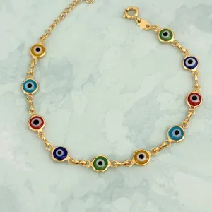 PULSEIRA DOURADA OLHOS GREGO MULTICOR