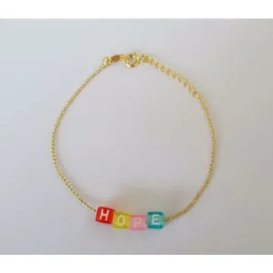 PULSEIRA BOLINHAS COM LETRAS COLORIDAS HOPE