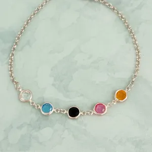 PULSEIRA RÓDIO BRANCO ZIRCÔNIAS MULTICOLORIDAS