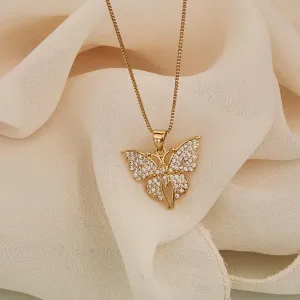 COLAR DOURADO BORBOLETA CRAVEJADA EM MICROZIRCÔNIAS CRISTAL