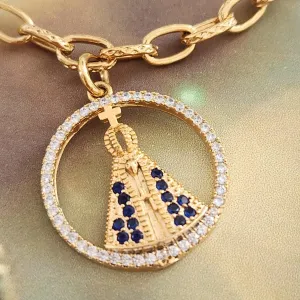 PULSEIRA DOURADA PINGENTE NOSSA SENHORA APARECIDA