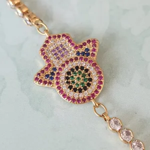 PULSEIRA COM CRISTAIS E ZIRCÔNIAS MULTICOR