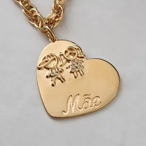 PULSEIRA DOURADA PINGENTE MÃE CASAL