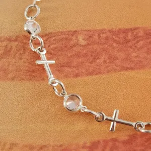 PULSEIRA PRATA 925 CRUZ COM PONTO DE LUZ