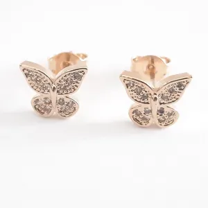 BRINCO DOURADO BORBOLETA CRAVEJADA EM MICROZIRCÔNIAS