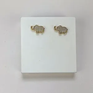 BRINCO DOURADO ELEFANTE CRAVEJADO EM MICROZIRCÔNIAS CRISTAL