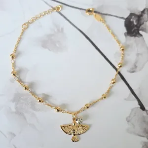 PULSEIRA DOURADA BOLINHAS DIVINO ESPÍRITO SANTO