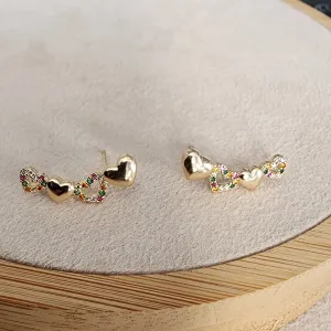 EAR CUFF CORAÇÕES CRAVEJADO EM ZIRCÔNIAS COLORIDAS