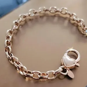 PULSEIRA DOURADA ELOS FECHO CADEADO CORAÇÃO