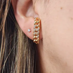 BRINCO DOURADO EAR HOK ZIRCÔNIAS CRISTAL