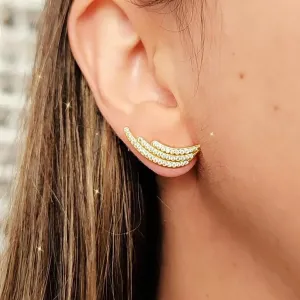 EAR JACKET DOURADO COM MICROZIRCÔNIAS CRISTAL