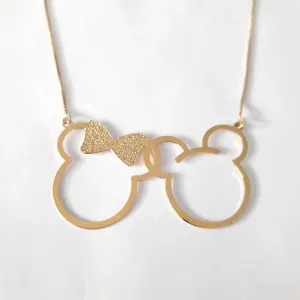 COLAR DOURADO MICKEY E MINNIE