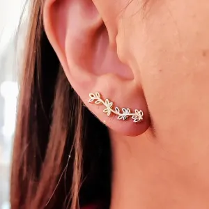 BRINCO EAR CUFF FOLHAS BANHO TRÊS TONS