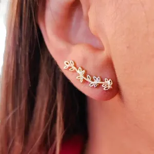 BRINCO EAR CUFF FOLHAS BANHO TRÊS TONS