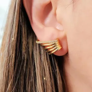 BRINCO DOURADO EAR CUFF DOIS EM UM