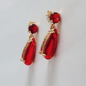 BRINCO DOURADO GOTA VERMELHO