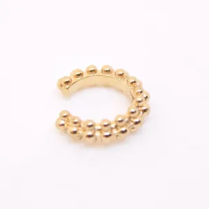 BRINCO PIERCING FAKE DOURADO TRÊS FILAS MINI BOLINHAS