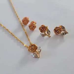 CONJUNTO ROSAS BANHO TRÊS TONS