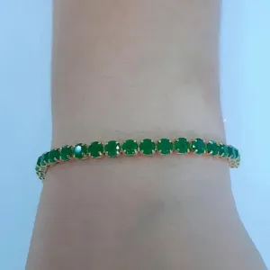 PULSEIRA DOURADA SHAMBALA CRAVEJADA EM PEDRAS VERDE ESMERALDA