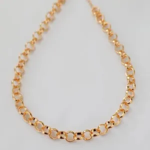 COLAR CHOCKER DOURADO CORRENTE ELO PORTUGUÊS 35cm +10cm