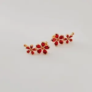 BRINCO EAR CUFF DOURADO FLORES RUBI