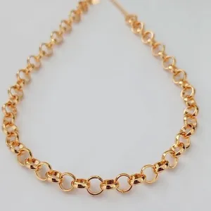 COLAR CHOCKER DOURADO CORRENTE ELO PORTUGUÊS 35cm +10cm