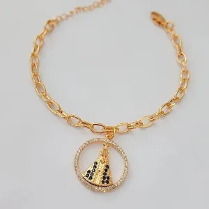 PULSEIRA DOURADA PINGENTE NOSSA SENHORA APARECIDA