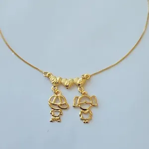 COLAR DOURADO MÃE CASAL DE FILHOS