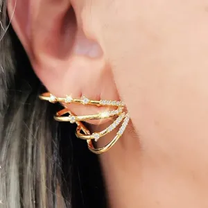 BRINCO DOURADO EAR CUFF QUATRO FIOS