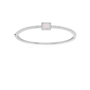 BRACETE RÓDIO BRANCO PEDRA ROSA CRAVEJADO MICROZIRCÔNIAS CRISTAL