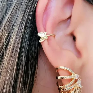 BRINCO PIERCING FAKE DOURADO BORBOLETA