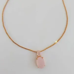 COLAR DOURADO GOTA ROSA