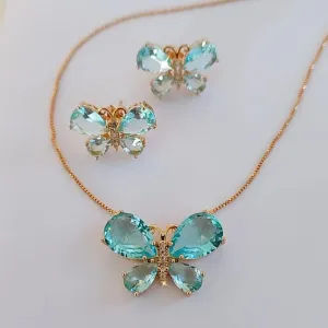 CONJUNTO DOURADO BORBOLETA ZIRCÔNIA