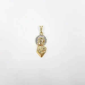 PINGENTE DOURADO NOSSA SENHORA CRAVEJADA ZIRCÔNIAS CRISTAL