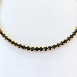 COLAR DOURADO MICROZIRCÔNIAS NEGRAS