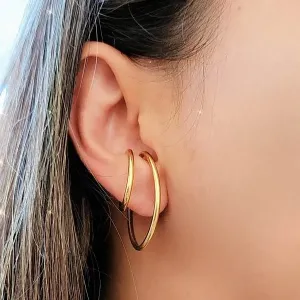 BRINCO PIERCING FAKE DOURADO DUPLO OVAL