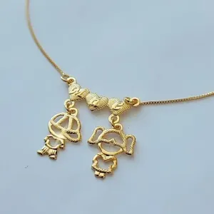 COLAR DOURADO MÃE CASAL DE FILHOS