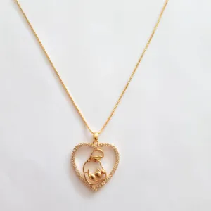 COLAR DOURADO MÃE E FILHO CRAVEJADO EM MICROZIRCÔNIAS CRISTAL