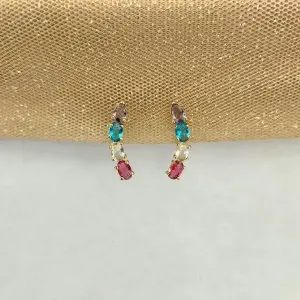 EAR CUFF DOURADO PEDRAS MULTICOLORIDAS