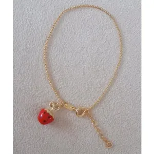 PULSEIRA BOLINHAS COM PINGENTE MORANGO