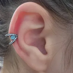 PIERCING FAKE RÓDIO NEGRO MICROZIRCÔNIAS CRISTAL E PEDRA ÁGUA MARINHA