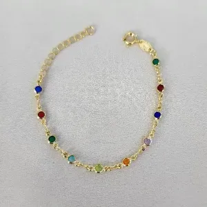 PULSEIRA DOURADA INFANTIL PONTO DE LUZ MULTICOR