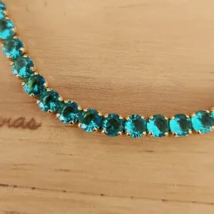 PULSEIRA DOURADA CRAVEJADA EM ZIRCÔNIAS PRASIOLITA