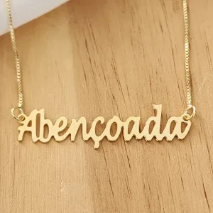 COLAR VENEZIANA PINGENTE ABENÇOADA BANHO DOURADO