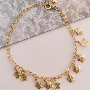 PULSEIRA DOURADA ESTRELAS TRABALHADA