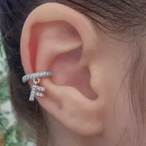 PIERCING FAKE RÓDIO BRANCO PINGENTE LETRA F CRAVEJADO MICROZIRCÔNIAS CRISTAL