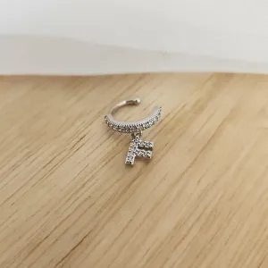 PIERCING FAKE RÓDIO BRANCO PINGENTE LETRA F CRAVEJADO MICROZIRCÔNIAS CRISTAL