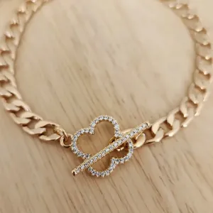 PULSEIRA BRACELETE COM PINGENTE TREVO DE QUATRO FOLHAS CRAVEJADO EM ZIRCÔNIAS INSPIRAÇÃO ALHAMBRA DE VAN CLEEF