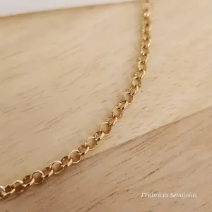 COLAR DOURADO CHOCKER  CORRENTE ELO PORTUGUÊS M 35CM+5CM